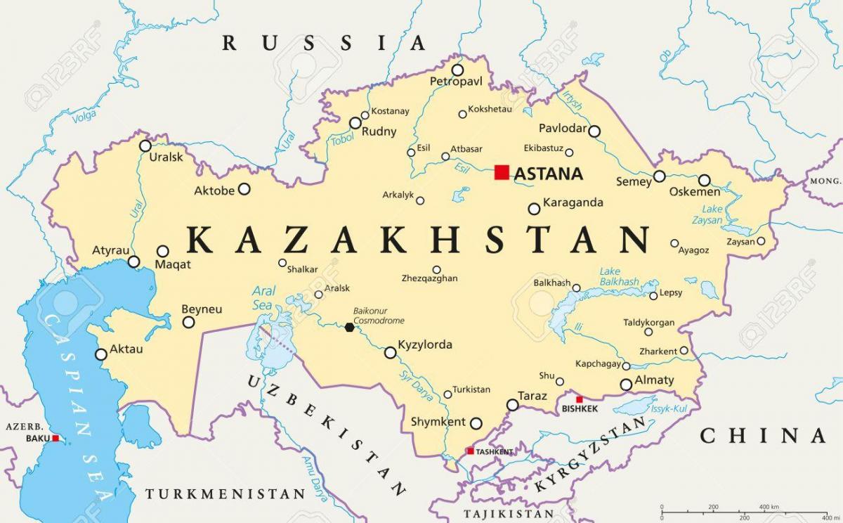 на картата на град астана, Казахстан