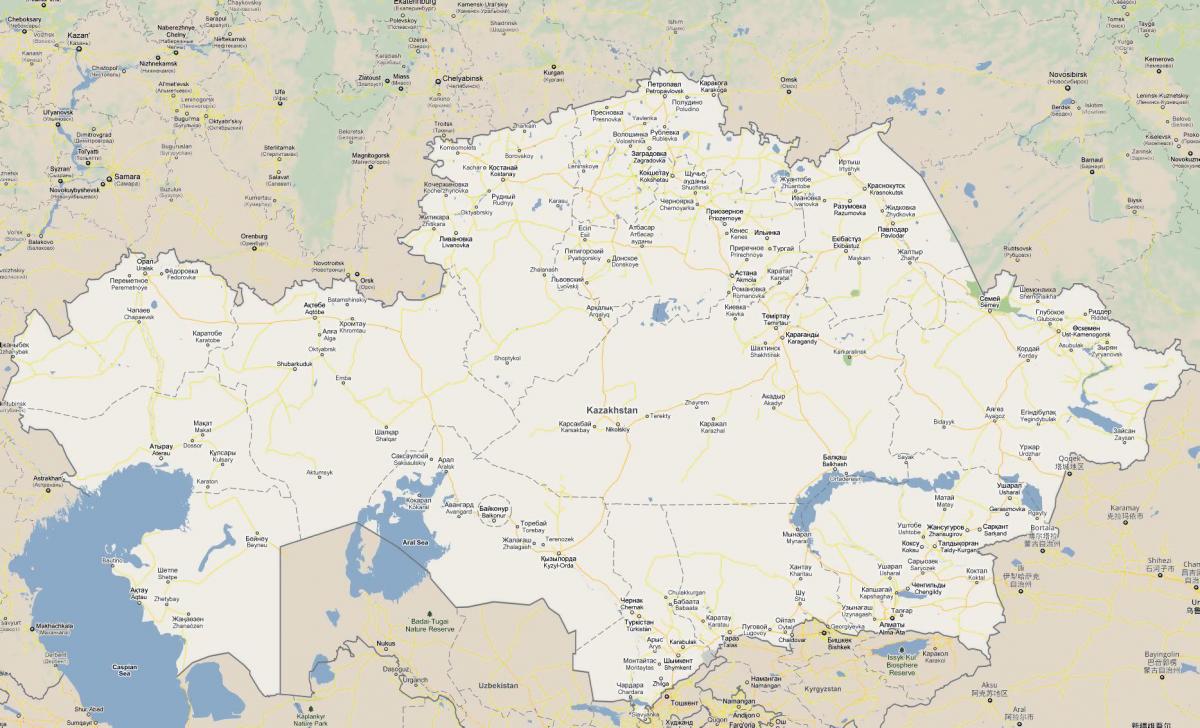 картата Казахстан път