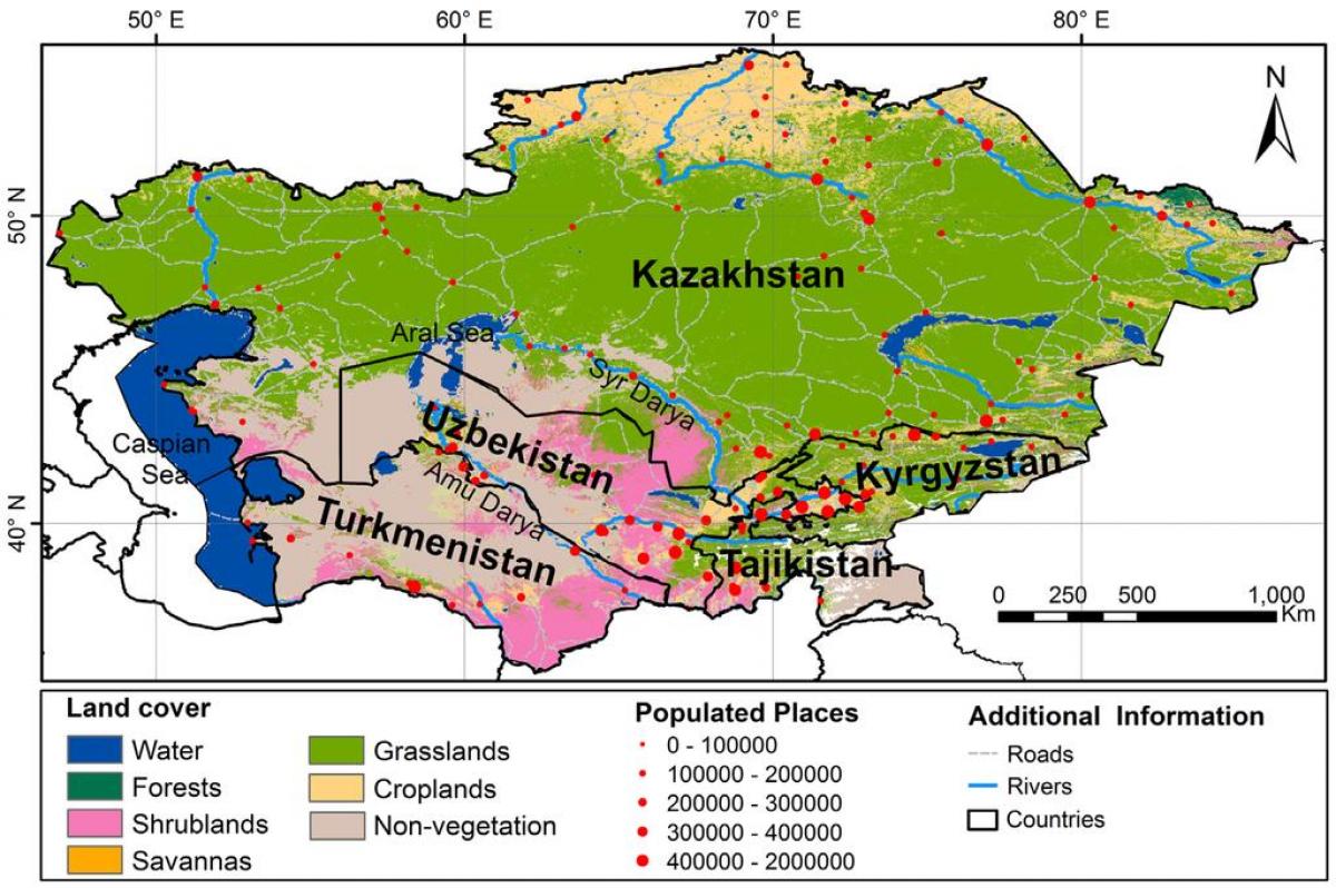 карта на Казахстан климат