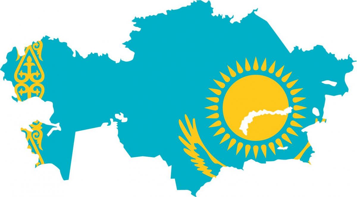 карта на Казахстан флаг