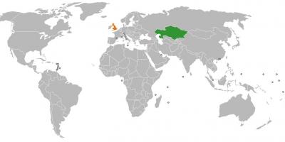 Местоположението на Казахстан върху картата на света