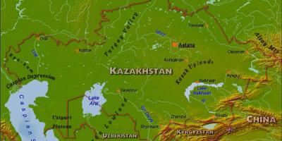 Карта на Казахстан физическа