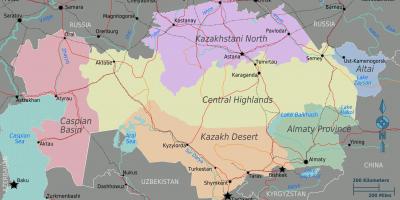 Карта на регионите на Казахстан